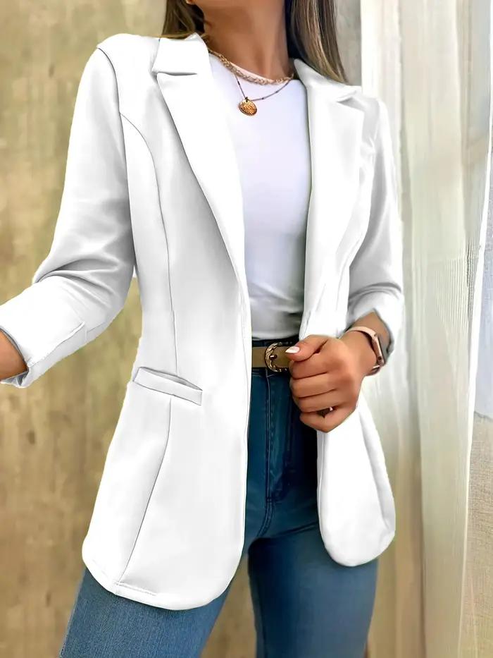 Femmes Simple Blazer manteau décontracté col rabattu manteaux à manches longues coupe ajustée sur mesure vestes solide élégant automne point ouvert