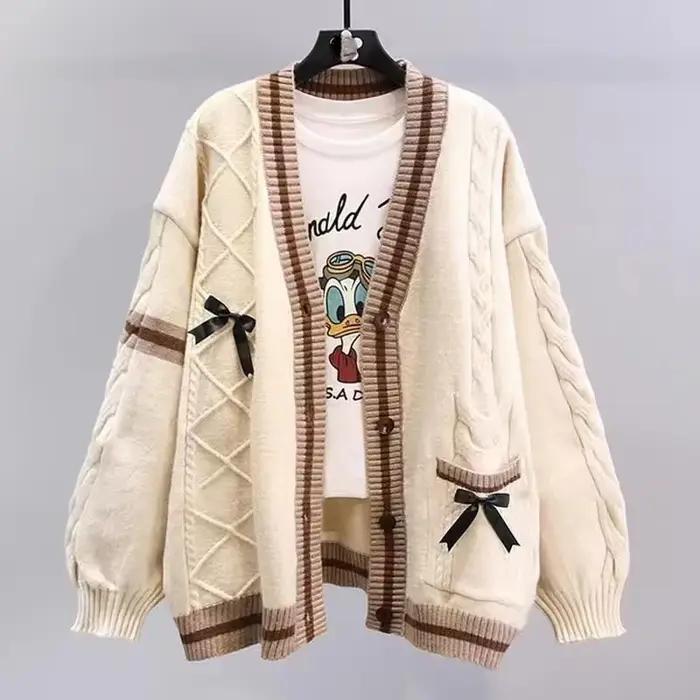 Cardigan tricoté à col en v pour femme