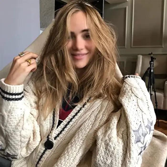 Cardigan Triblockchain Imprimé à Manches sulfet Col en V pour Femme