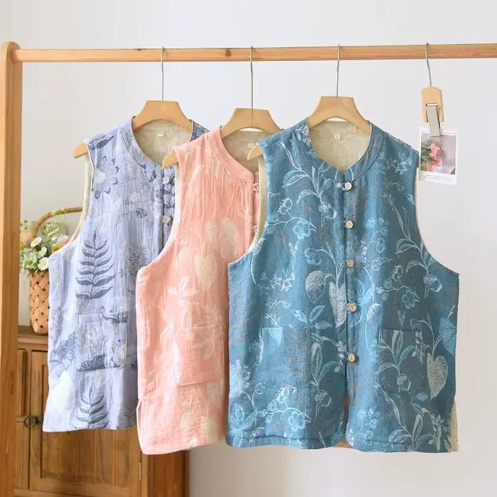 Gilet imprimé Floral Vintage pour femmes