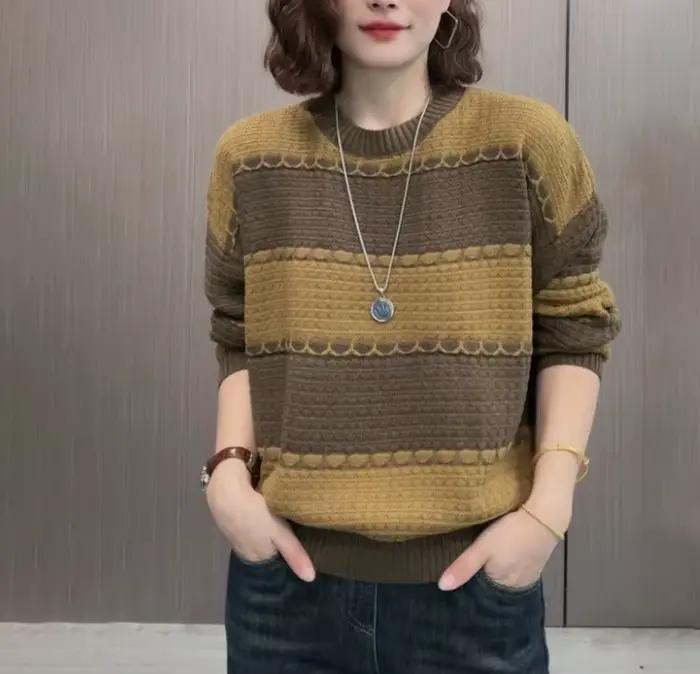 Pull à col rond côtelé pour femmes
