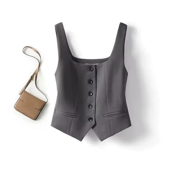 Costume pour femmes gilet manteau 2025 été Version coréenne mode dames gilet hauts être tout-match élégant femme cheval pince