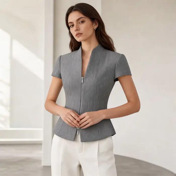 LIMO 2026 Nouvelle Arrivée Gilet Élégant Ajusté à Fermeture Éclair pour Femme Tenue de Bureau
