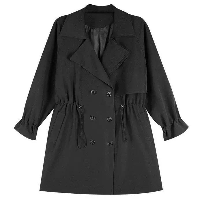 Manteau coupe-vent mi-long pour femme, nouvelle collection printemps-automne, style décontracté ample avec col tailleur, manteau fin décontracté, trench-coat femme 2026