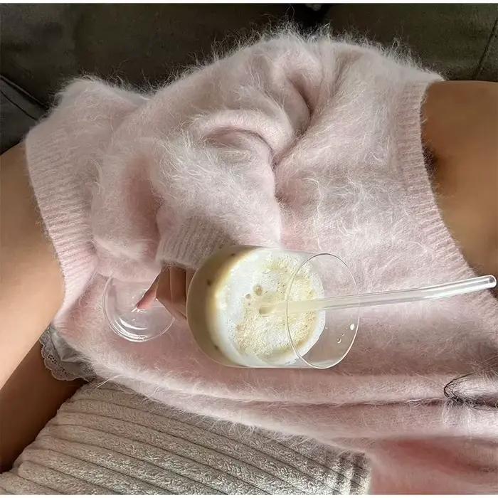 Sexy femmes tricot solide Mohair pull ample épaules nues à manches longues femme pulls 2025 automne dame mode tricots de style décontracté