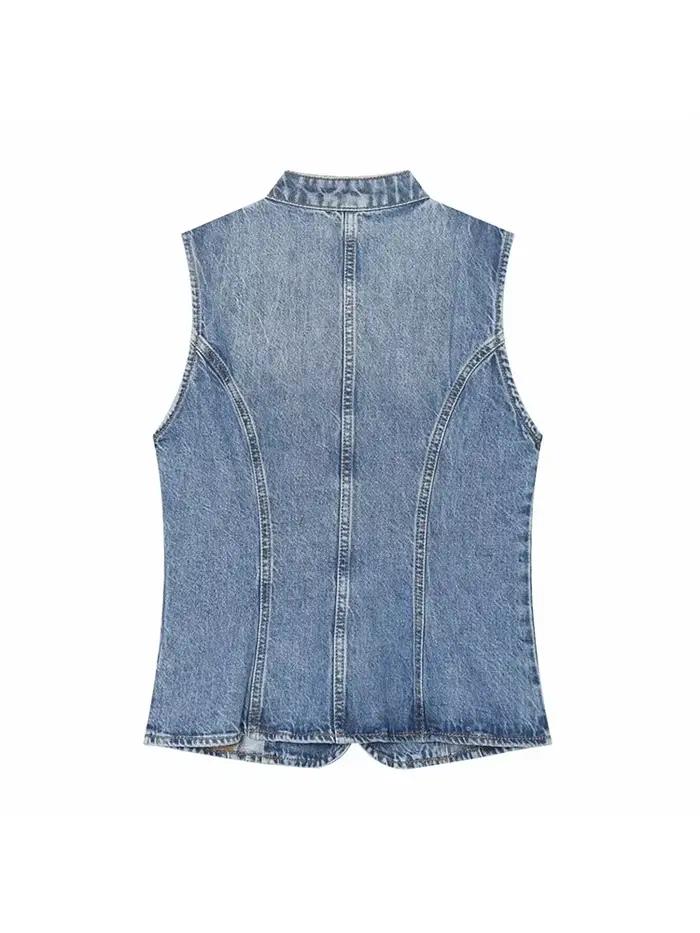Gilet zippé décontracté vintage pour femme