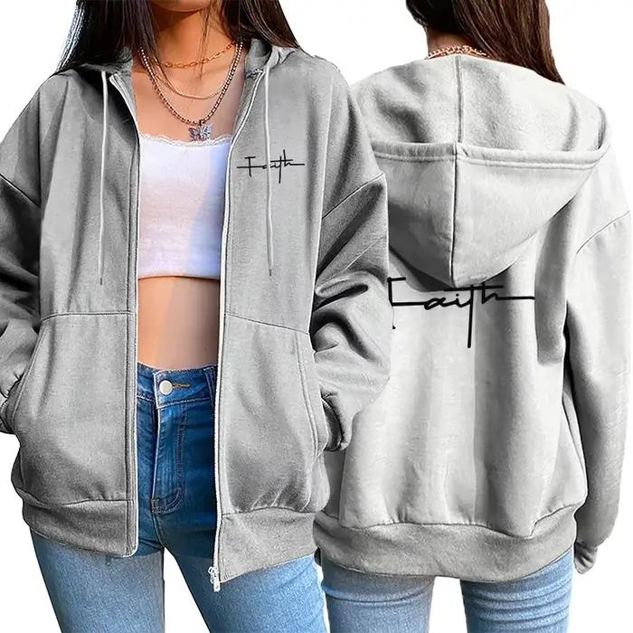 Femmes Cardigan à fermeture éclair manteau impression décontracté sweat à capuche sport Jogging vêtements de haute qualité polyvalent rue femme veste