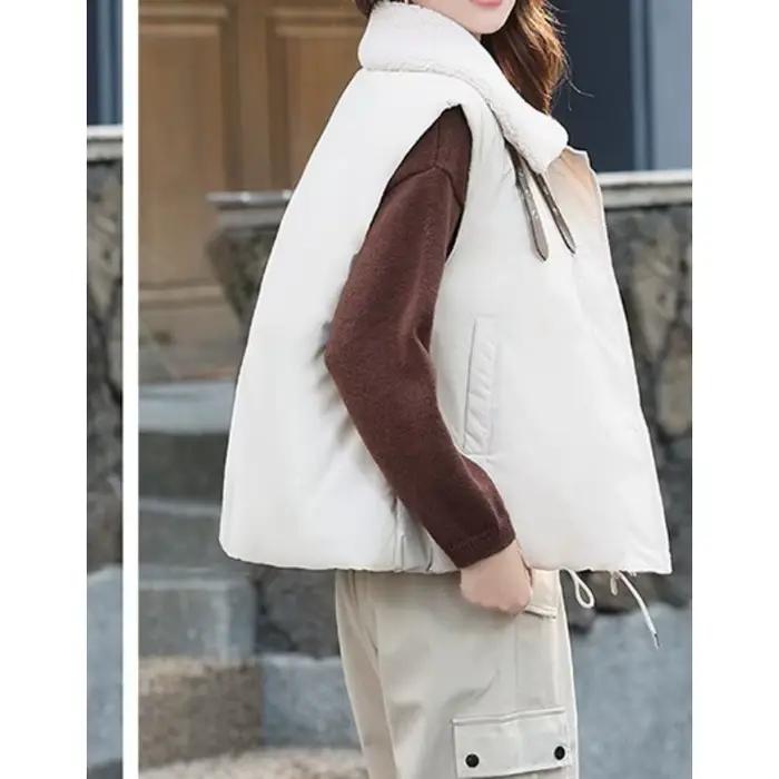 Gilet en polyester épais col en V pour femmes automne hiver style décontracté confortable et élégant pour diverses occasions