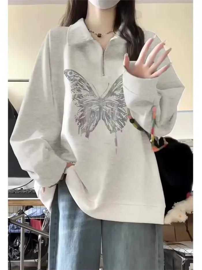 Sweat-shirt demi-fermeture éclair pour femmes