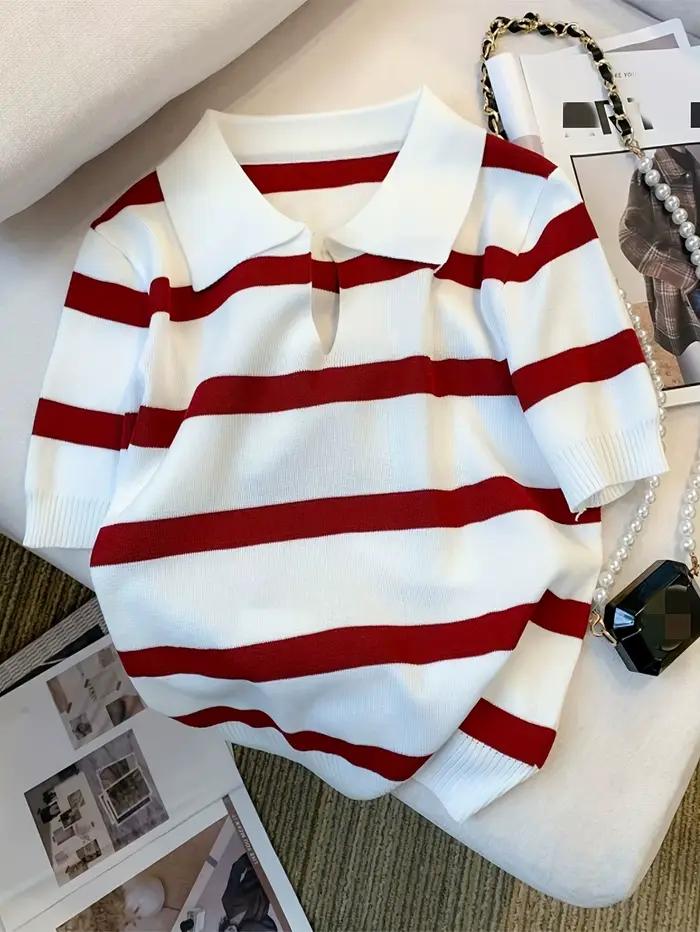 Pull à col à motif rayé