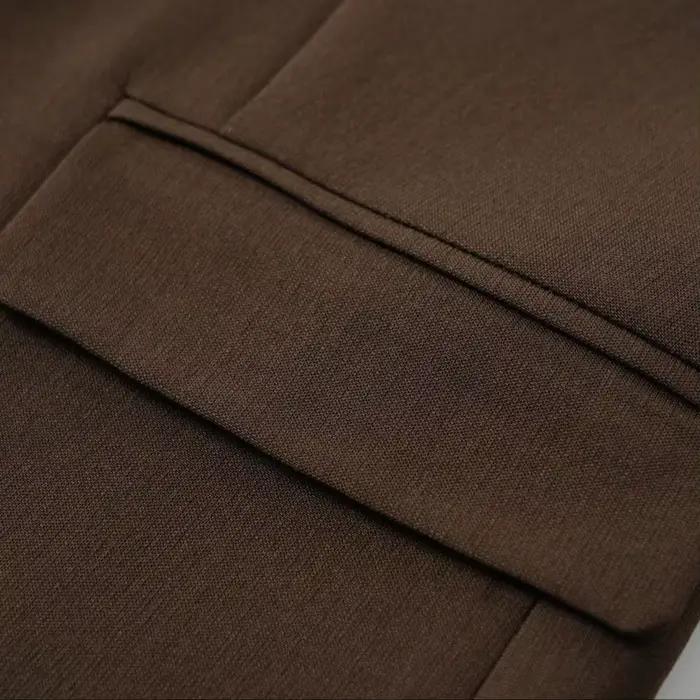 Gilet ajusté marron à simple boutonnage pour femmes au printemps et en automne