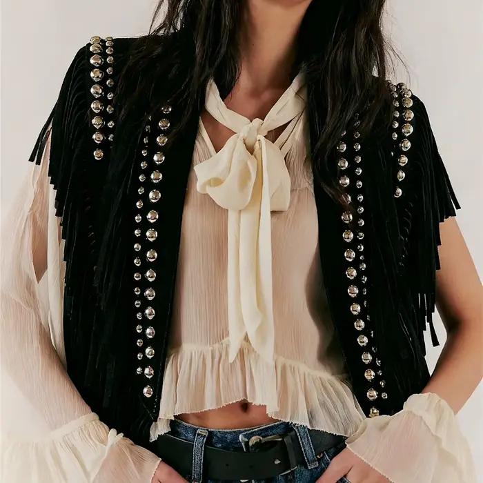 Gilet à franges pour femme