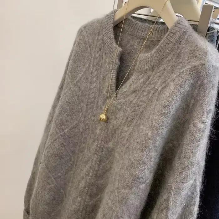 Pull épais à col en V pour femme