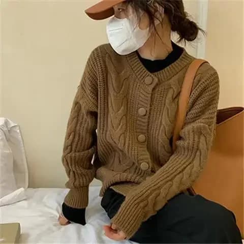 Pulls d'hiver pour femmes, haut tricoté avec boutons, Kawaii, jaune, mignon, Cardigan de styliste Y2