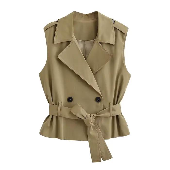 Gilet polyvalent chic et décontracté pour femme HH, style streetwear amincissant, double boutonnage,