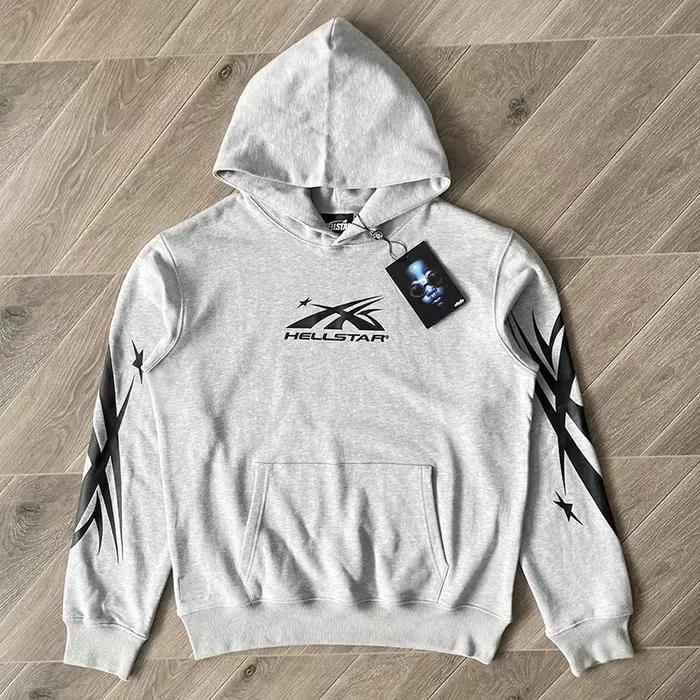 Sweat à capuche échantillon de pull gris fleur HS