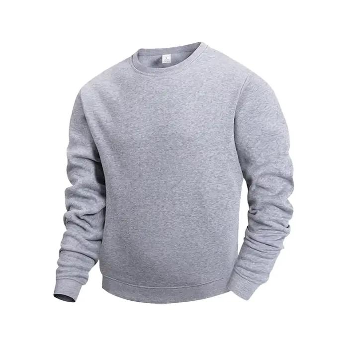 Sweat-shirt à col rond pour hommes, couleur unie, pull décontracté, à la mode, chaud, ample, vêtemen