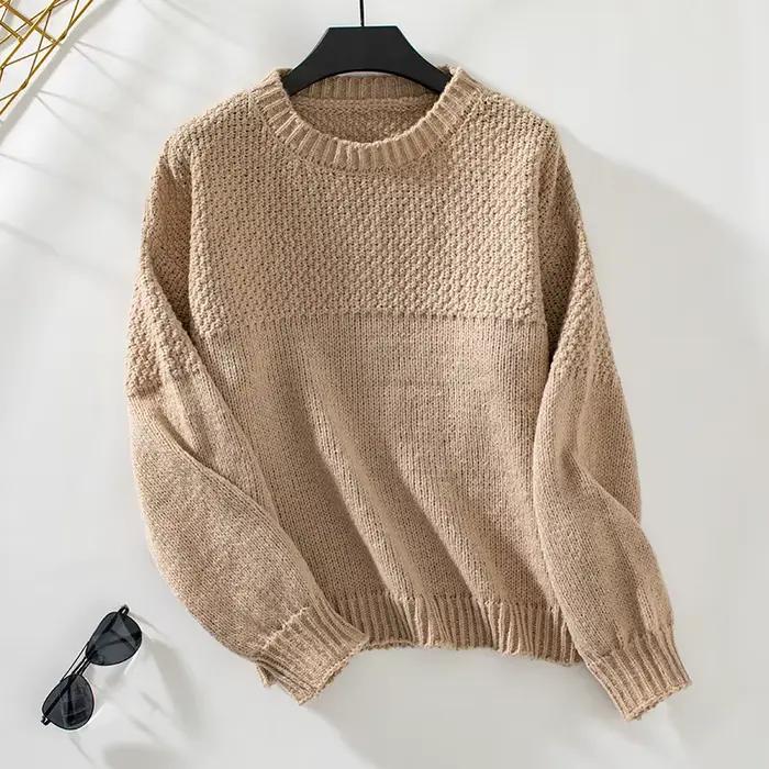 Pull tricoté femme automne et hiver nouveau col rond pull femme pull tricoté femme