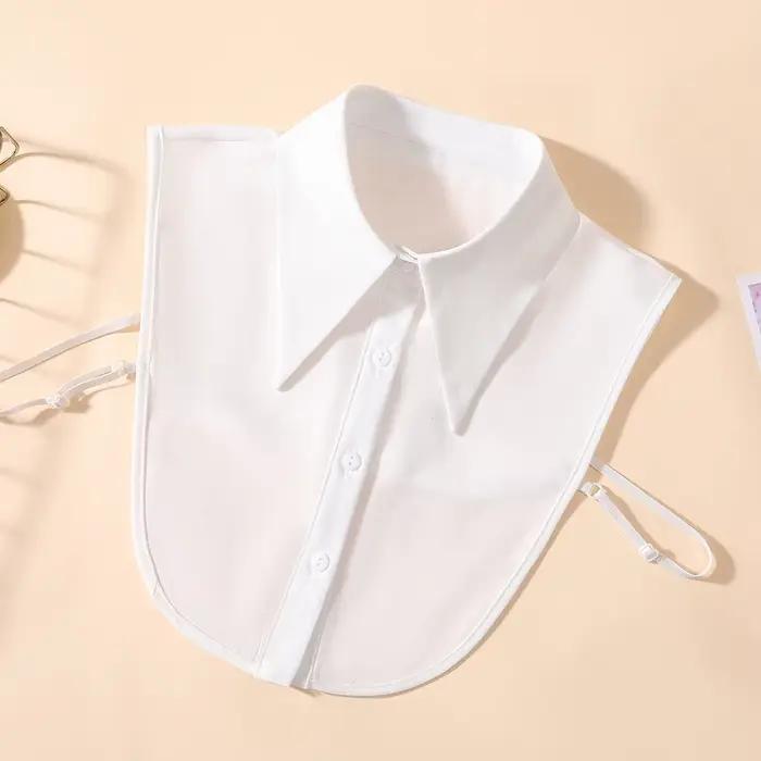 Nouveau Col Amovible en Chiffon Chiffonné Élégant et Tendance pour Femme, Demi-chemise Polyvalente X