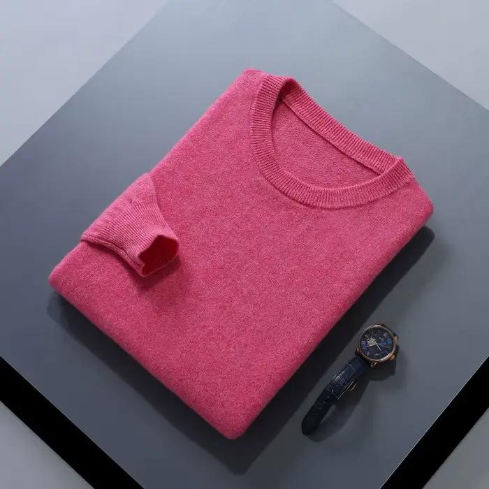 Pull en cachemire à col rond pour homme, nouvelle mode, chaud, manches longues, ample, tricoté, Busi