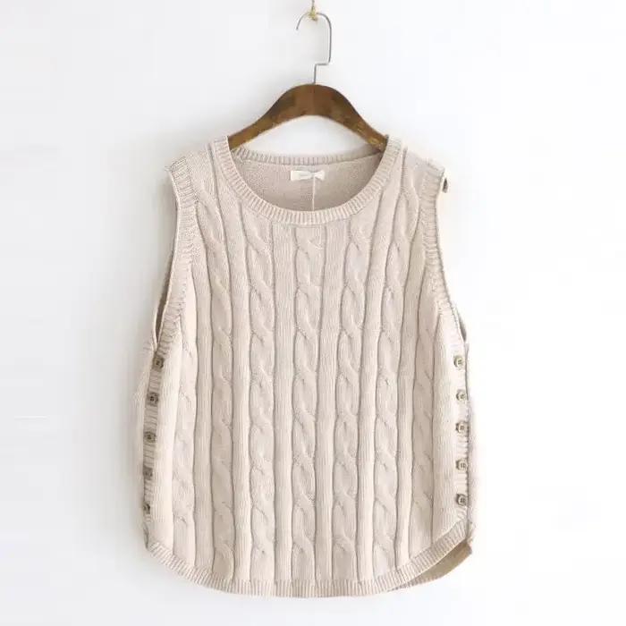 Gilet sans manches pour femmes, pull en tricot solide, vêtements pour jeunes lisses, hauts, Promotio