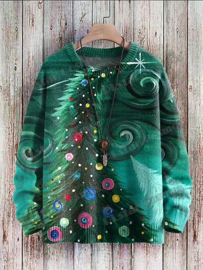 Noël jésus naissance Art & mignon alces Art 3D imprimé hommes tricoté pull hiver unisexe décontracté