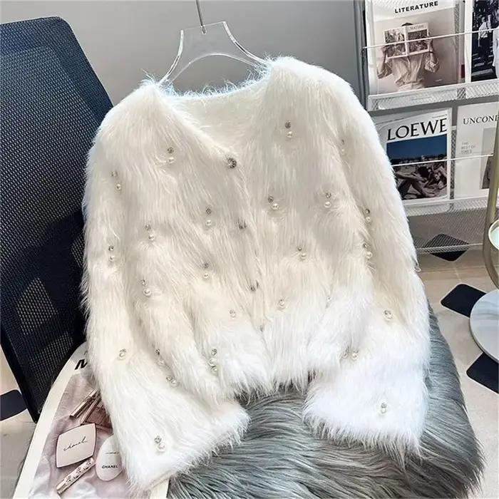 Cardigan tricoté en velours pour femme, veste pull, vêtements de printemps, d'automne et d'hiver, St