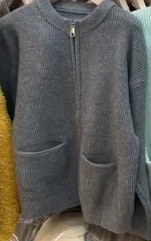 Pull Design de couleur unie à Double fermeture éclair pour Cardigan pour femmes, nouveau pull tricot