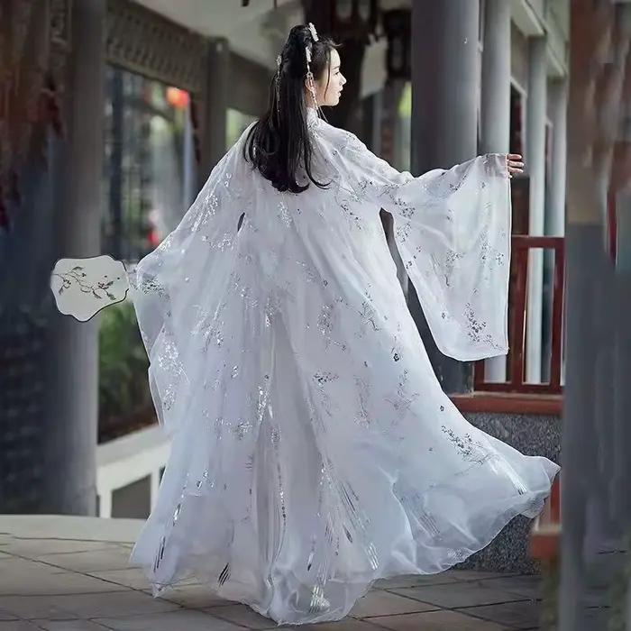 Cardigan Hanfu en mousseline de soie pour femme, manteau chinois, olympiques de cosplay, costume de