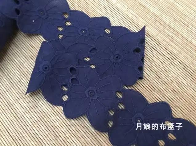 Garnitures en dentelle brodée en coton bleu marine, jupe bricolage, accessoires vestisens, tissu de