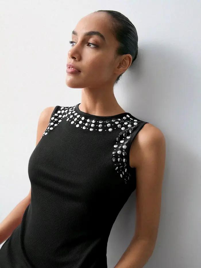 Gilet pour femme 2026 en tissu sans couture avec broderie métallique, idéal pour la fête de la Saint