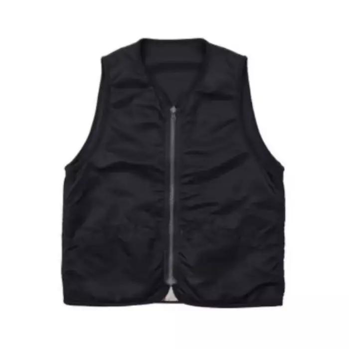 Gilet décontracté sans col à double fermeture éclair style chinois, avec empiècements rayés, pour l'
