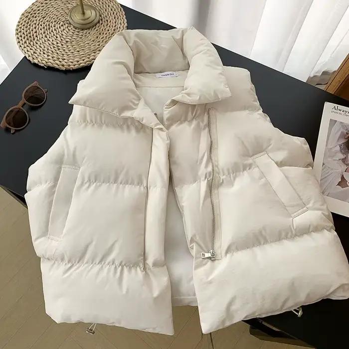 2025 vers le bas coton gilet femmes automne hiver court ample gilet décontracté femmes vêtements san