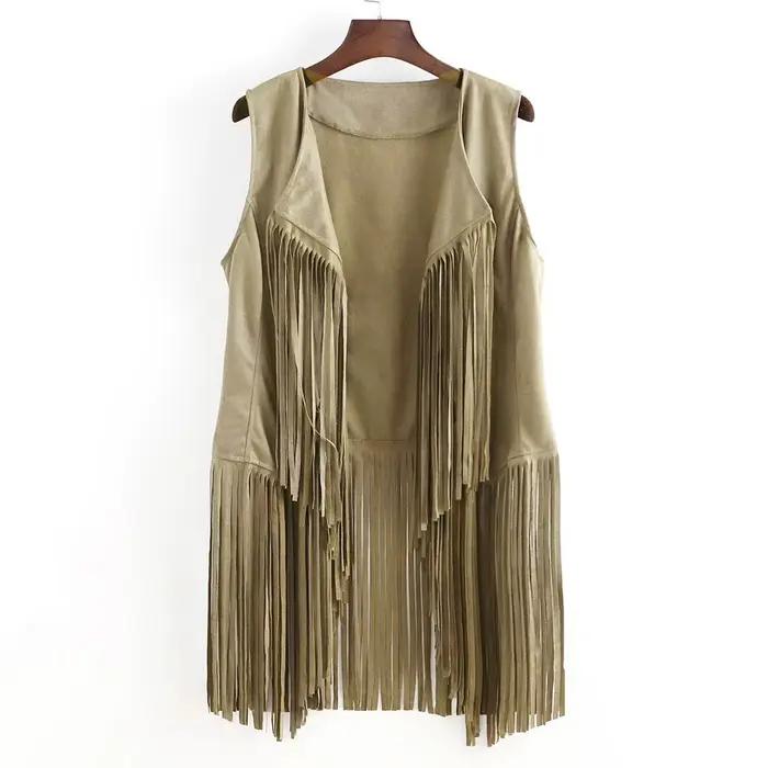 Nouveau Gilet Frangé Sans Manches pour Femme 2025 – Cardigan Ouvert Style Artistique Rétro Personnal