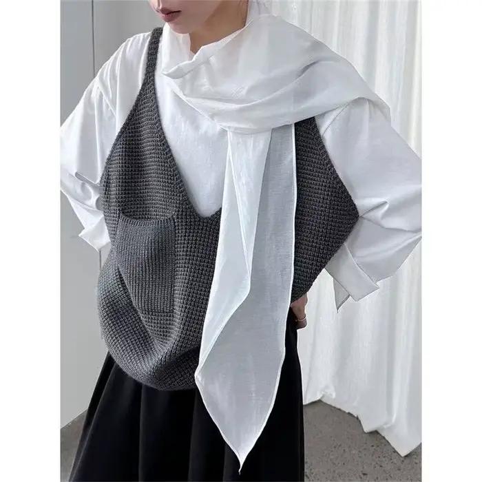 Femmes noir gris surdimensionné décontracté tricot gilet nouveau col en V sans manches pull mode pri