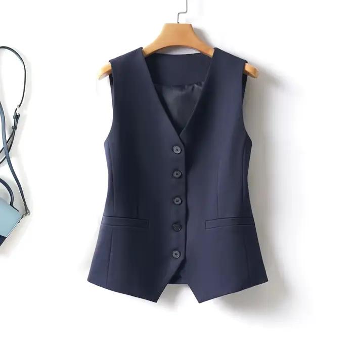 Gilet court à col en V et simple boutonnage pour femme, idéal pour le printemps et l'automne, peut ê