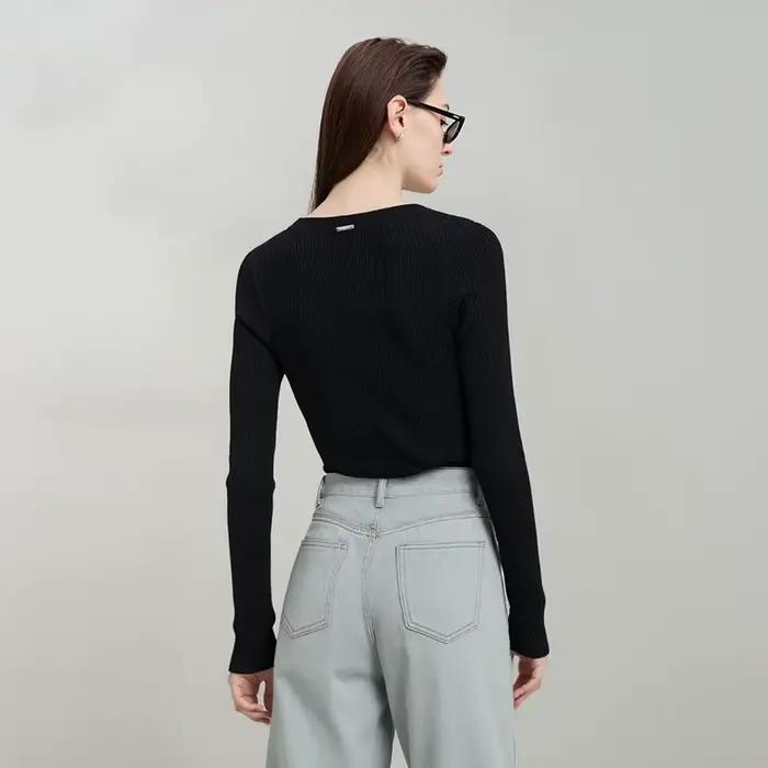 Cardigan Amii Femme Printemps 2026 Nouveau Col Rond Coupe Ajustée Double Fermeture Éclair Élastique Décontracté Couleur Unie Tricoté 12641135