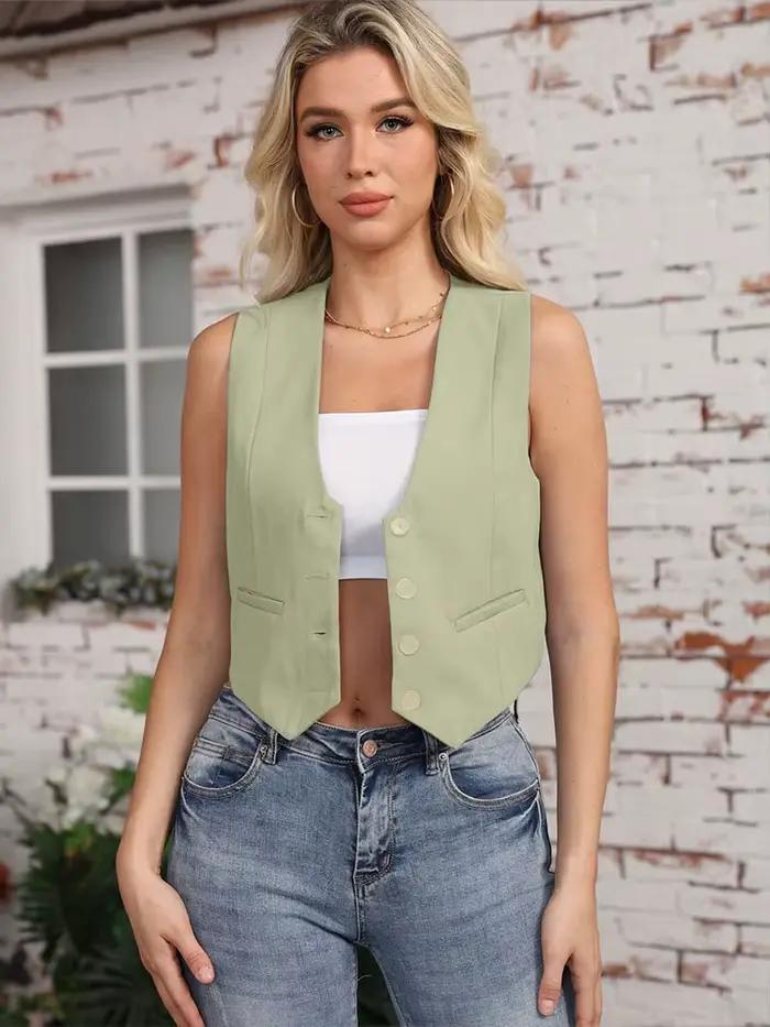 HH – gilet court sans manches pour femmes