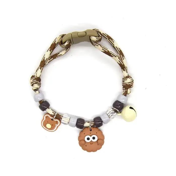 Mode coloré animal de compagnie avec cloches réglable chat cou chaîne tressé animaux de compagnie cou anneaux chat
