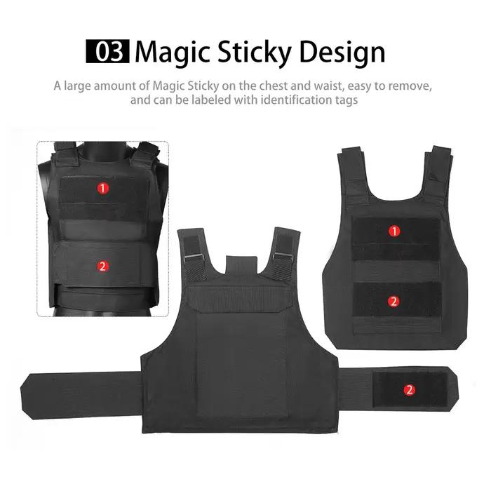 Gilet de chasse avec bretelles et ceinture ajustables en velcro élargis, fabriqué en tissu durable et résistant à l'usure