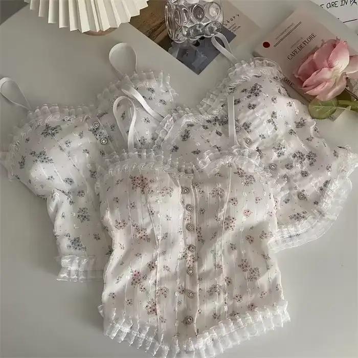 Gilet floral sexy en dentelle française avec un beau dos enveloppé autour d'un