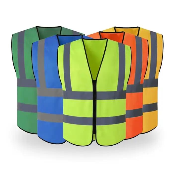Gilet de sécurité haute visibilité durable avec bandes réfléchissantes avant et fermeture éclair – Tenue de travail pour agents de sécurité et entrepôts