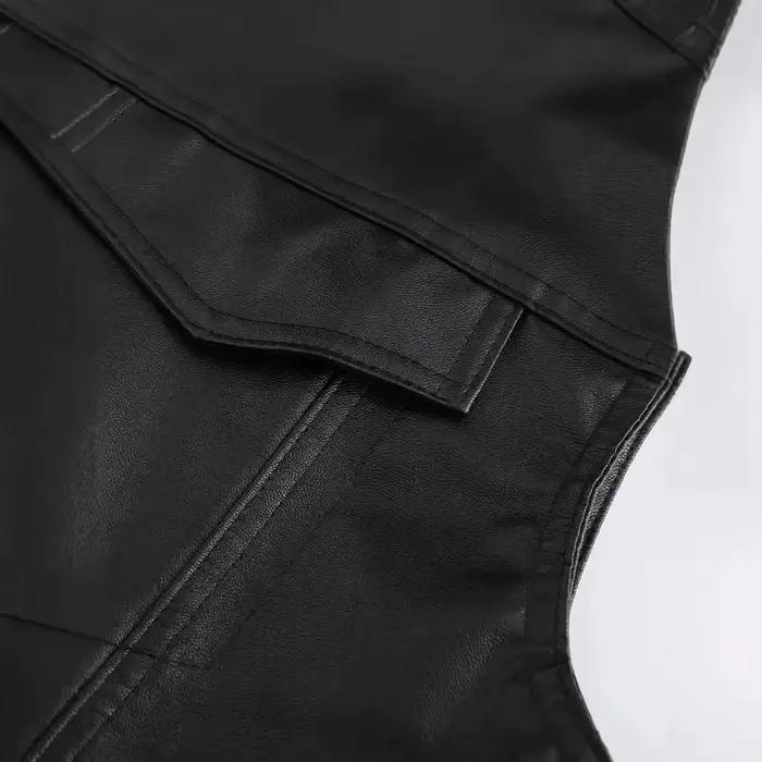 Gilet en cuir PU pour hommes, gilet de moto décontracté avec boutons, gilet en cuir pour moto, vestes sans manches de haute qualité pour hommes