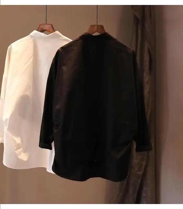 Chemise blanche à manches longues pour femmes, chemisiers College de fleurs, vêtements en Y élégants, vintage, mode coréenne