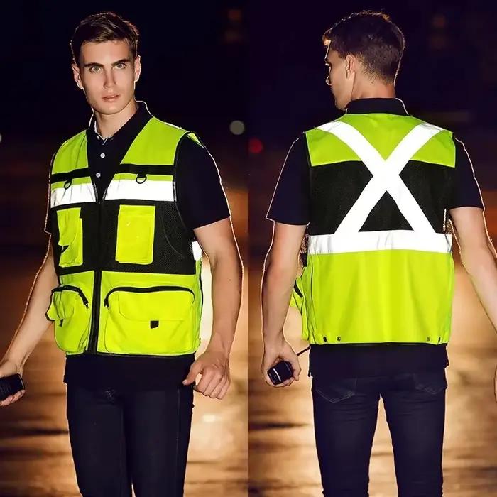 Vêtements de sécurité haute visibilité, vêtements de travail personnalisés pour le cyclisme de nuit, gilet de sécurité pour les travailleurs de la Construction
