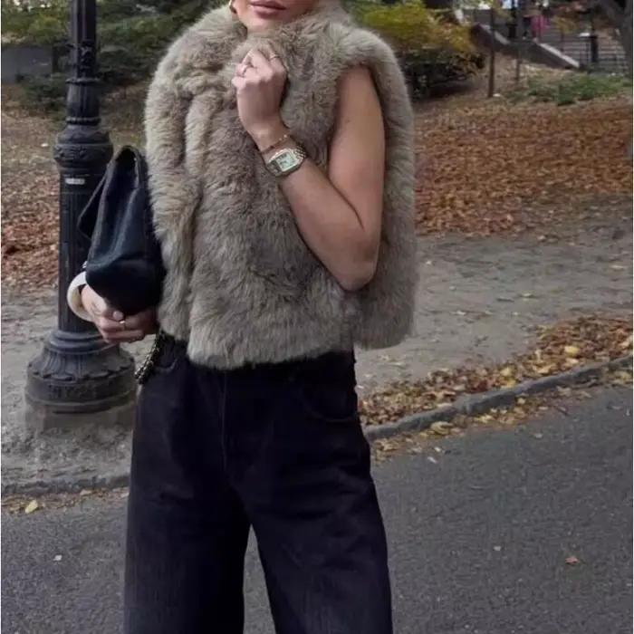 Gilet intégré en fourrure pour femmes, nouveau gilet à la mode, 2026