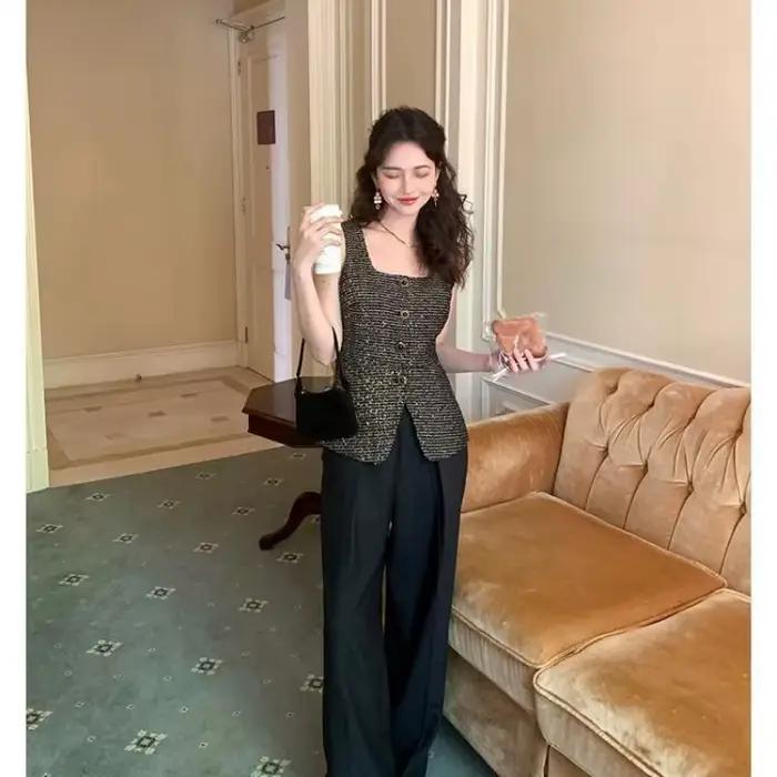 Gilet de mode française pour femmes, haut rétro Slim polyvalent sans manches