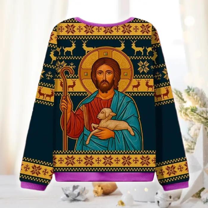 Joyeux anniversaire jésus fête laid pull de noël drôle religieux vacances sweat-shirt cadeaux de célébration