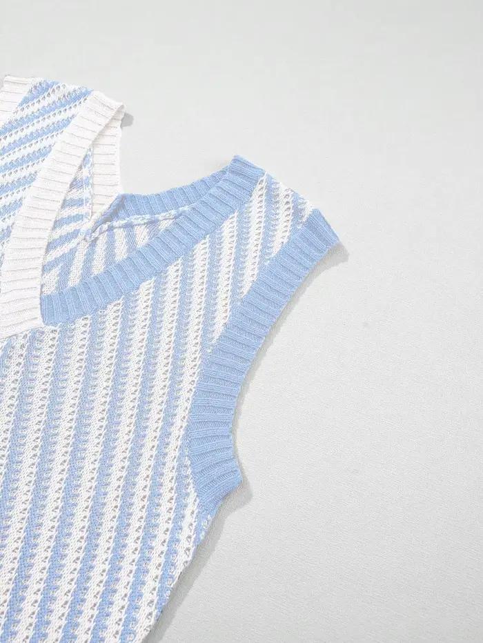 Nouveau Gilet Décontracté Femme 2026 à Rayures Multicolores Contrastées