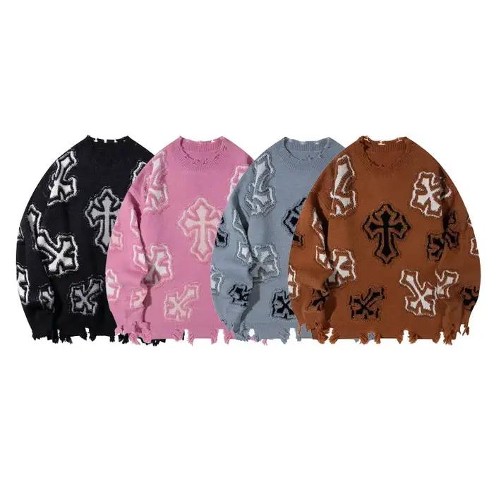 Pull tendance américain High Street avec franges avec personnages imprimés audacieux